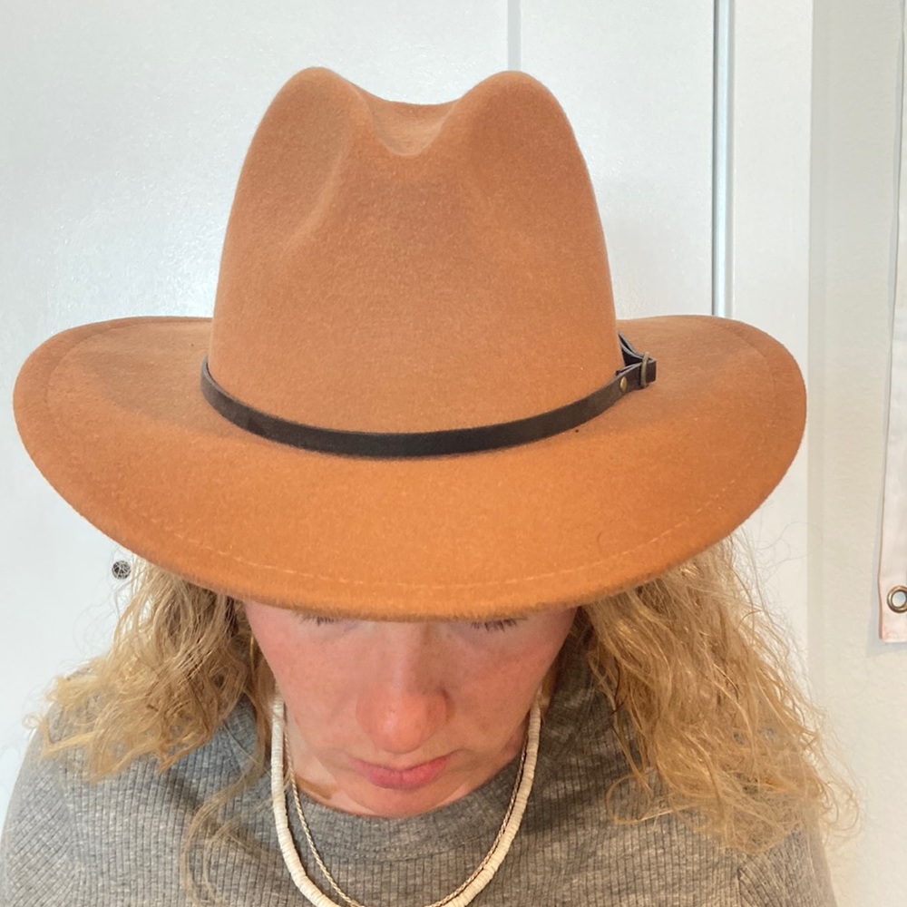 Brown suede hat. Never worn.